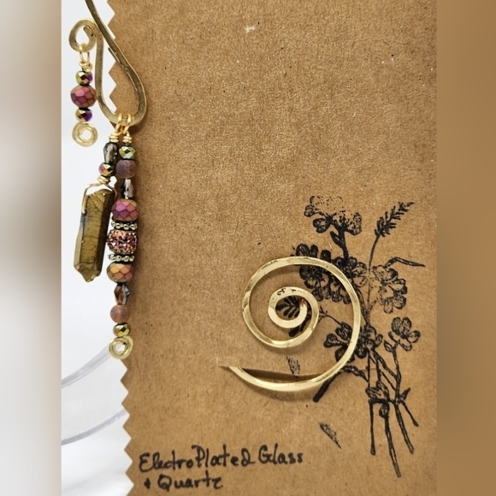 Hand Made Copper Wire Electro Plated Glass Quartz Bookmark